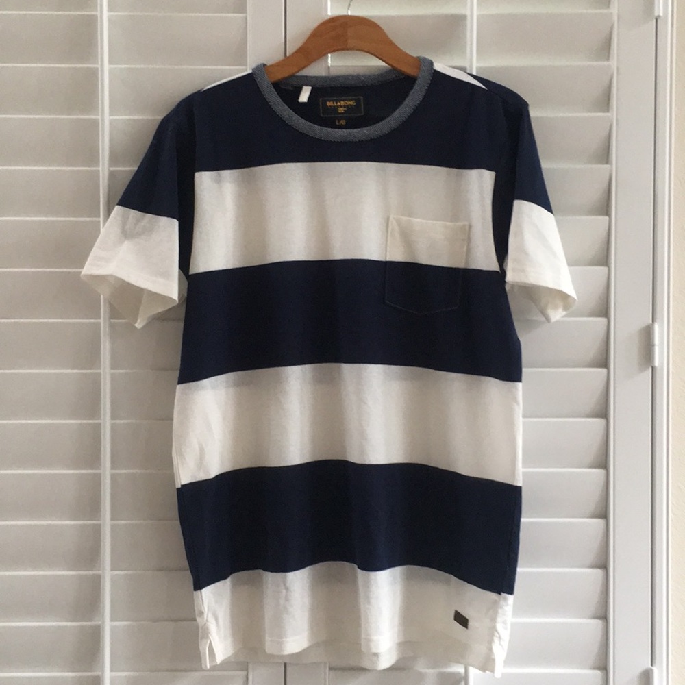 Men’s Navy and White Striped T